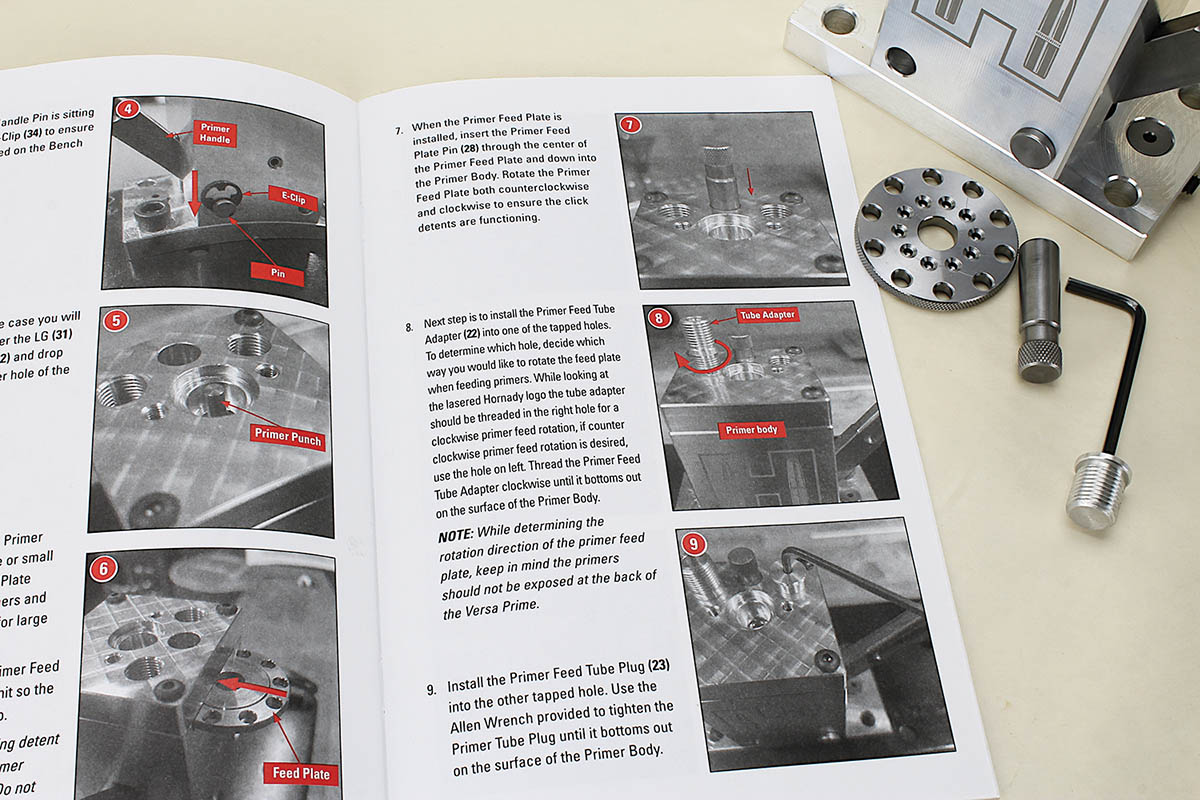 Hornady’s instructions are made easier with clear, illustrative photos. Once you work with it for a short time, the operation becomes intuitive.